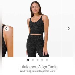 Lululemon Align Tank
Wild Thing Camo Deep Coal Multi